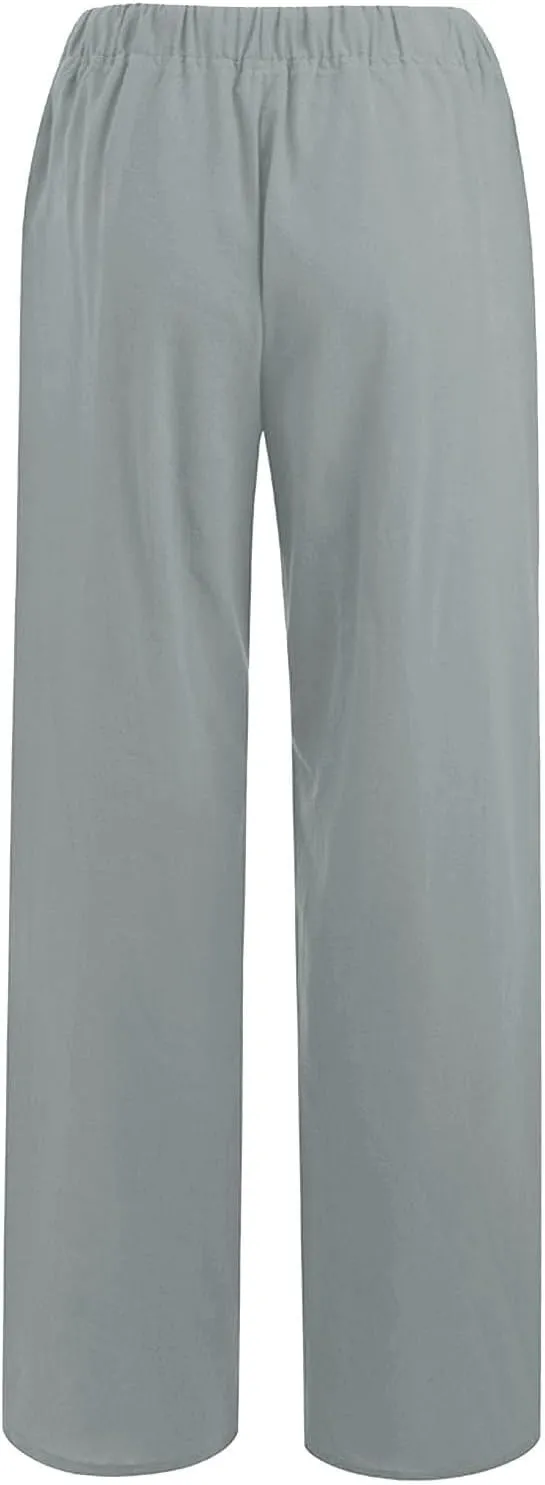 Women's High Waisted Palazzo Pants Belted Wide Leg Loose Long Trousers with Pockets, S-3XL