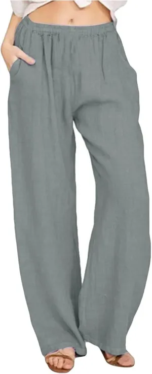 Women's High Waisted Palazzo Pants Belted Wide Leg Loose Long Trousers with Pockets, S-3XL