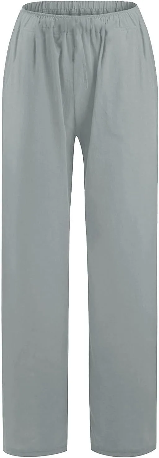 Women's High Waisted Palazzo Pants Belted Wide Leg Loose Long Trousers with Pockets, S-3XL