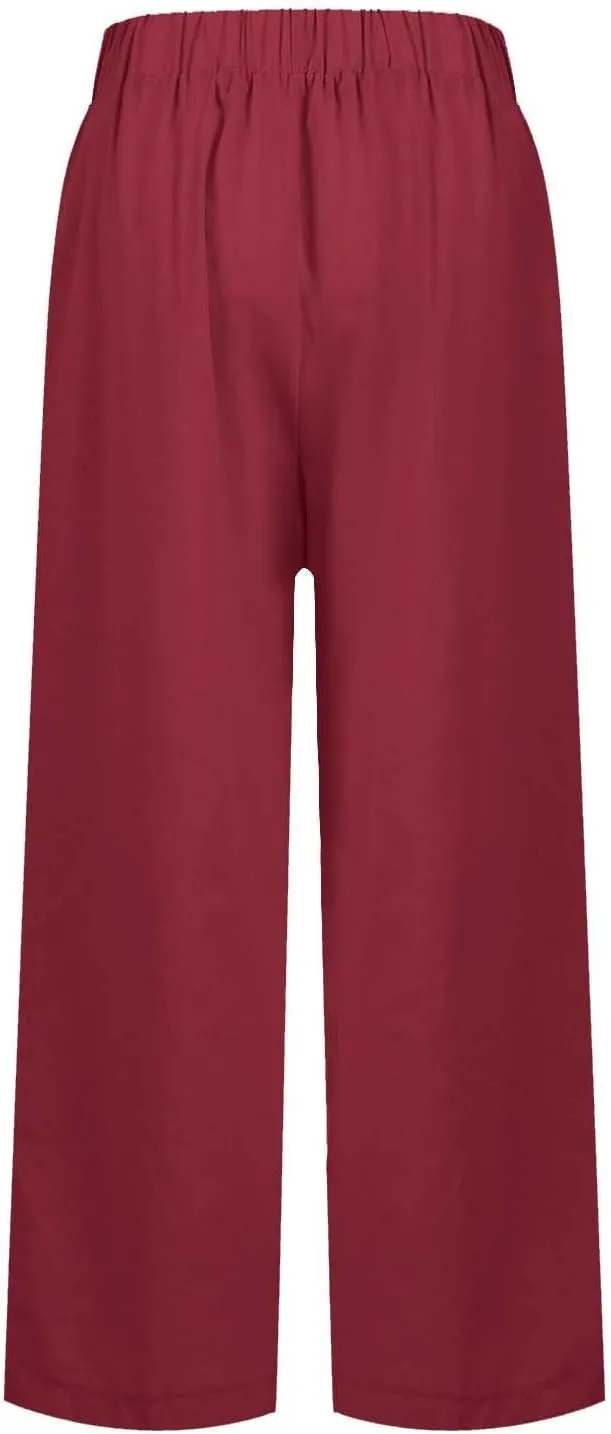 Women's Lounge 2025 Casual Wide Leg Fall Clothes Spring Resort Wear Pants with Pockets, S-5XL