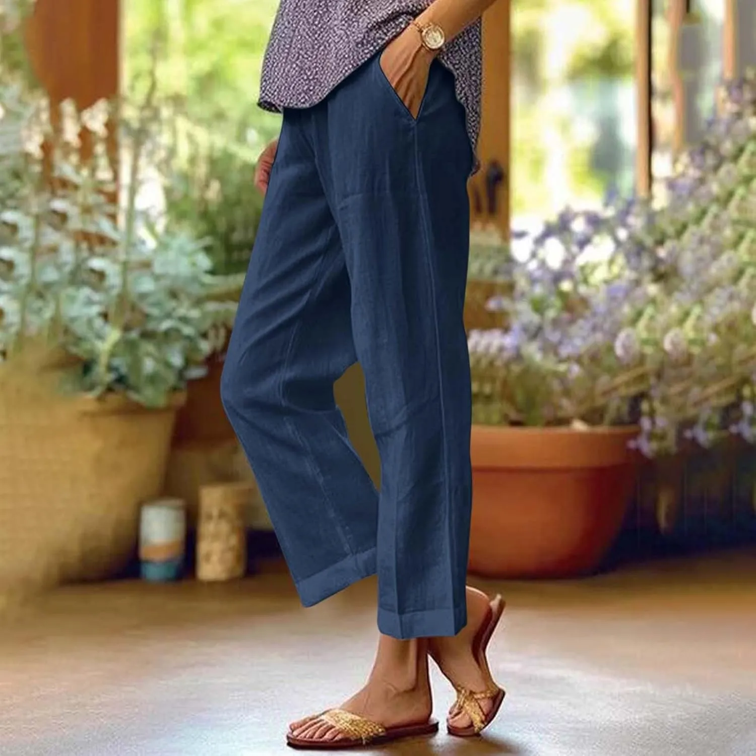 Women's Lounge 2025 Casual Wide Leg Fall Clothes Spring Resort Wear Pants with Pockets, S-5XL