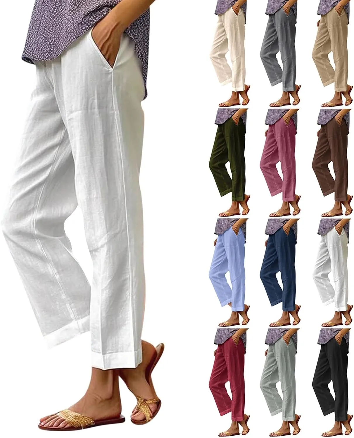 Women's Lounge 2025 Casual Wide Leg Fall Clothes Spring Resort Wear Pants with Pockets, S-5XL