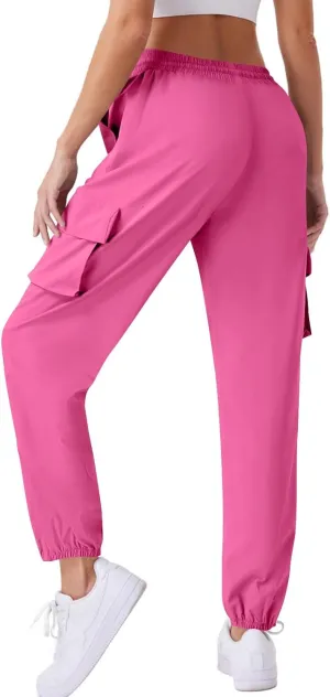 Womens Quick Dry Cargo Jogger Pants Drawstring Waist Light Hiking Travel Utility Trousers Summer Outdoor Active Pant