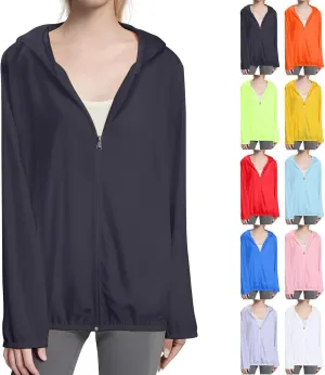 Womens UPF 50  Sun Protection Hoodie Jackets 2025 Light Weight Long Sleeve Shirts Hiking Outdoor Full Zip Tops