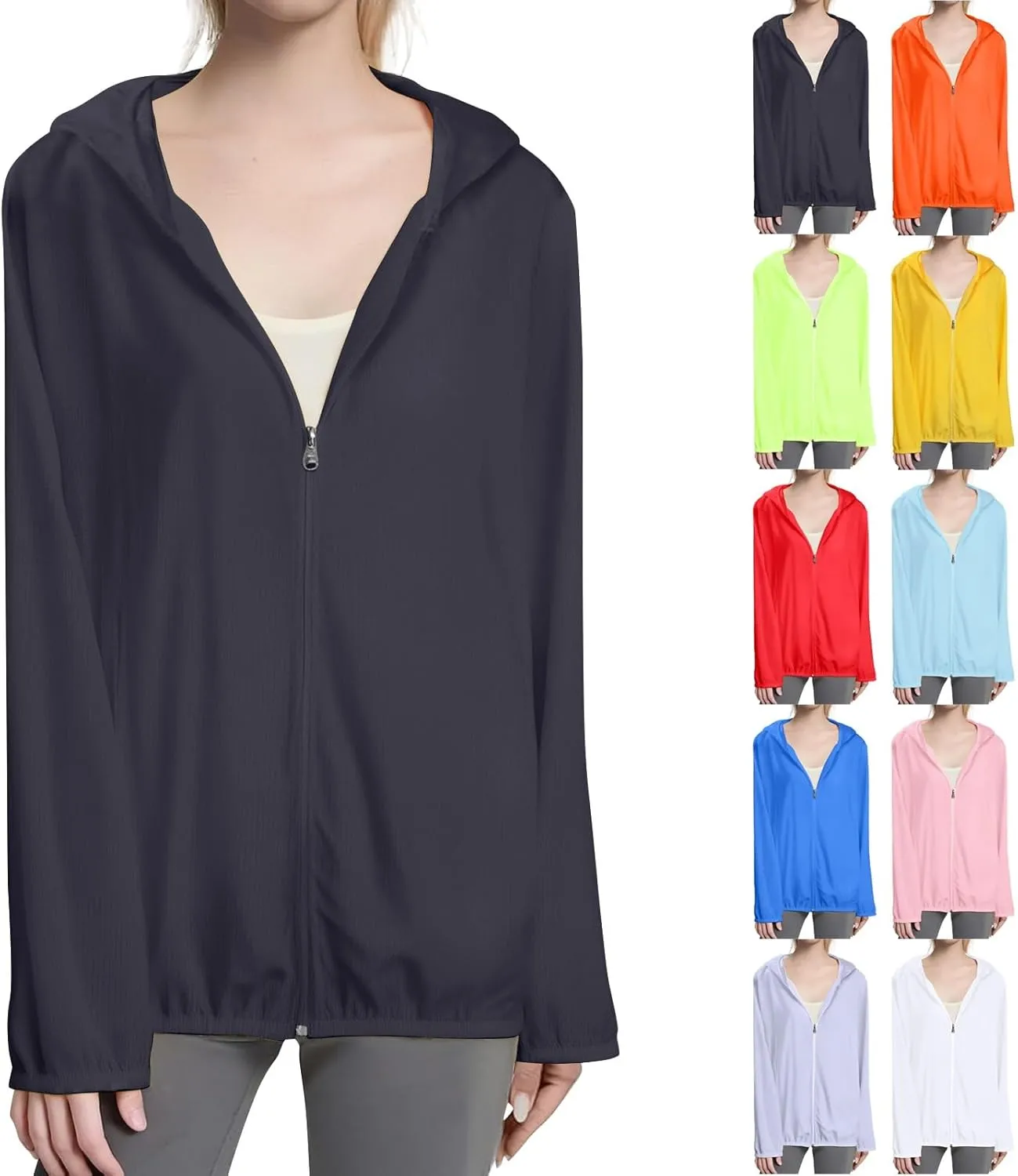 Womens UPF 50  Sun Protection Hoodie Jackets 2025 Light Weight Long Sleeve Shirts Hiking Outdoor Full Zip Tops