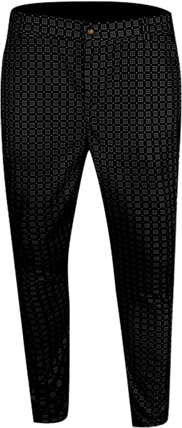 Ymosrh Khaki Jeans for Men Men's Fashion Stretch Dress Pants Slim Fit Plaid Pants Business Suit Casual Golf Jeans